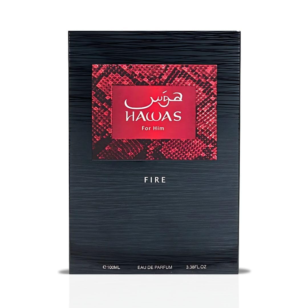 RASASI Hawas Fire Eau De Parfum Spray 100ML(3.4 Oz) - Bold Long Lasting Arabian Perfume For Men With A Fiery Essence - Indulge In A Luxurious Perfume