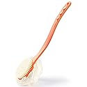 Shower Body Brush with Bristles and Loofah,Back Scrubber Bath Mesh Sponge with Curved Long Handle for Skin Exfoliating Bath, Massage Bristles Suitable
