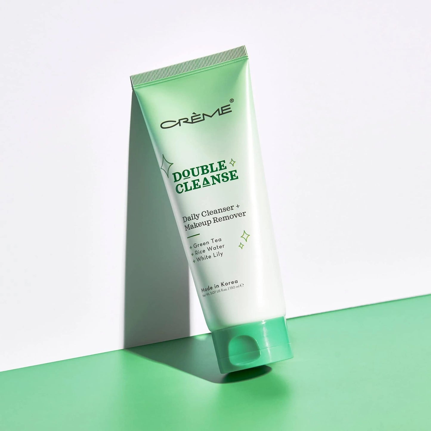 The Crème Shop Korean Skincare Double Cleanse 2-In-1 Green Tea Face Wash, Brightening Treatment, Acne Treatment, Calms Redness, Cleanses Pores, Makeup