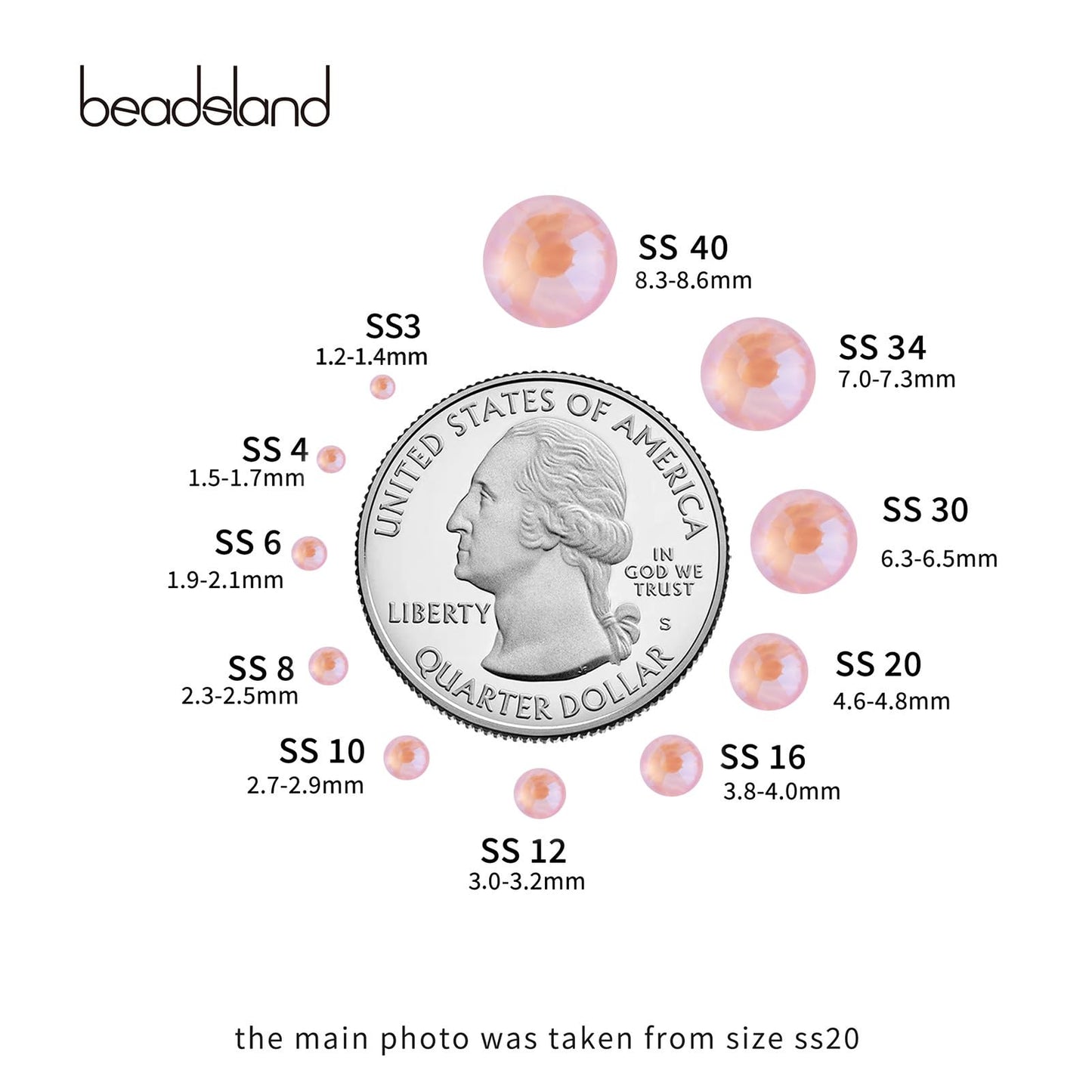 Beadsland 1440pcs Flat Back Crystal Rhinestones Round Gems for Nail Art and Craft Glue Fix, Luminous Pink, SS20,4.6-4.8mm Beauty and Personal Care BEADSLAND