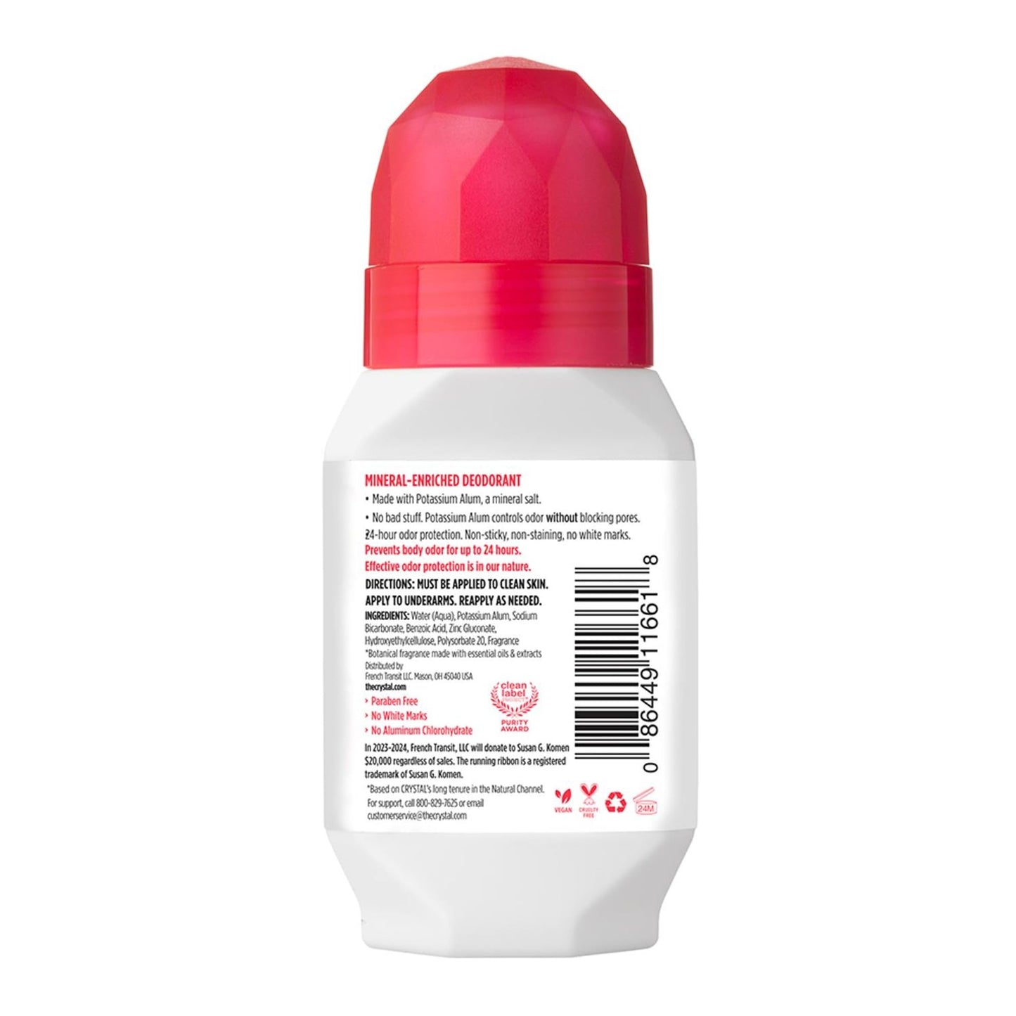 Crystal Mineral Deodorant Roll-On Body Deodorant With 24-Hour Odor Protection, Pomegranate, Non-Sticky Roll-On, Aluminium Chloride, 2.25 FL OZ - 3 Beauty and Personal Care Crystal Essence