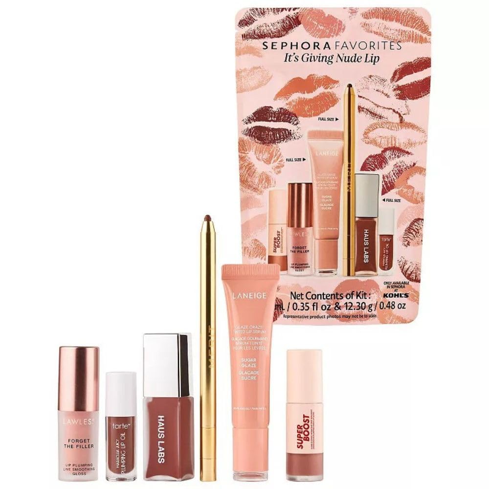 SEPHORA Favorites It’s Giving Nude Lip Kit Holiday Gift Set: Cocoa, Sugar Glaze, Nudie, Wherever Walnut, Capricorn & Cinnamon, 0.84 oz