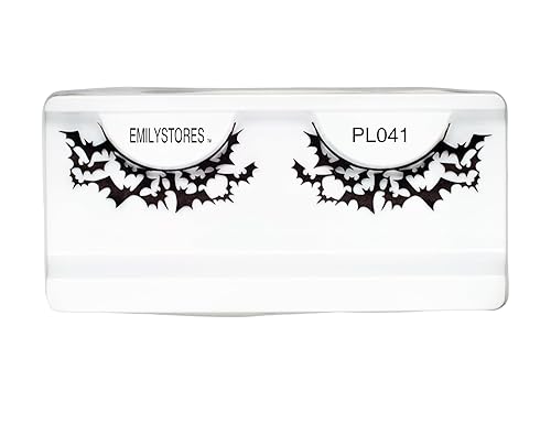 EMILYSTORES Bat Costume Thunder Halloween Decals Eyelashes for Ghost Yzma Vampire Masquerade Fancy Fashion Cosplay Party Look Black Lace Lashes 1 Pair