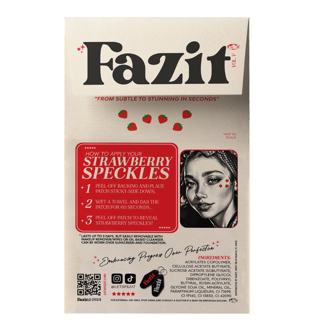 Fazit Makeup Patches - Strawberry Speckles - Glow Up Make-Up Patches - Cute Glitter Makeup Accessories for Women - Cosmetic Glitter for Face
