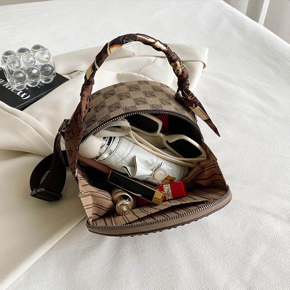 Vintage Women's Bag, Round Crossbody Bag, One Shoulder Crossbody Circle Tote Bag, Large Capacity Daily Purse Handbag for Women Girls