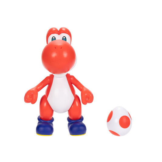 Nintendo Super Mario 4-Inch Red Yoshi Poseable Figure with Red Egg Accessory. Ages 3+ (Officially licensed)
