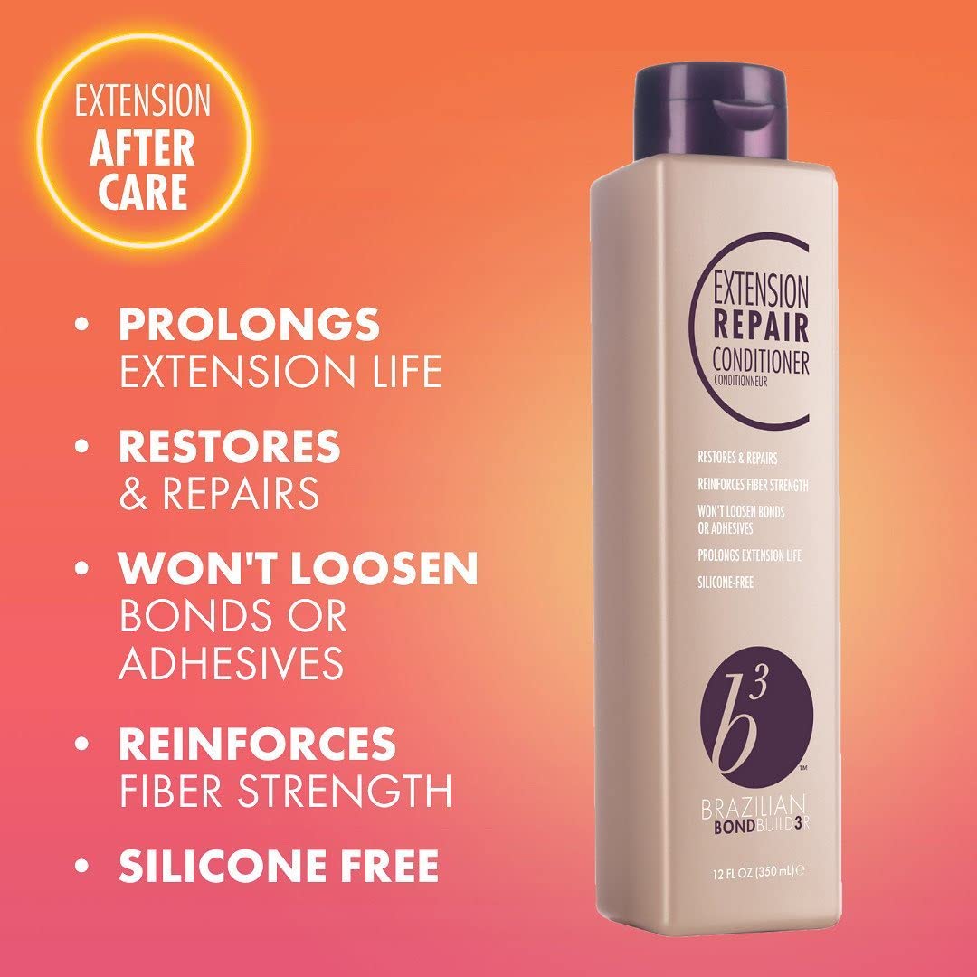 B3 Brazilian Bondbuilder Extension Shampoo/Conditioner/Refresh Trio Pack 28.75 fl oz (3 Count) For Extensions - Repairs, Hydrates and Blends All Hair
