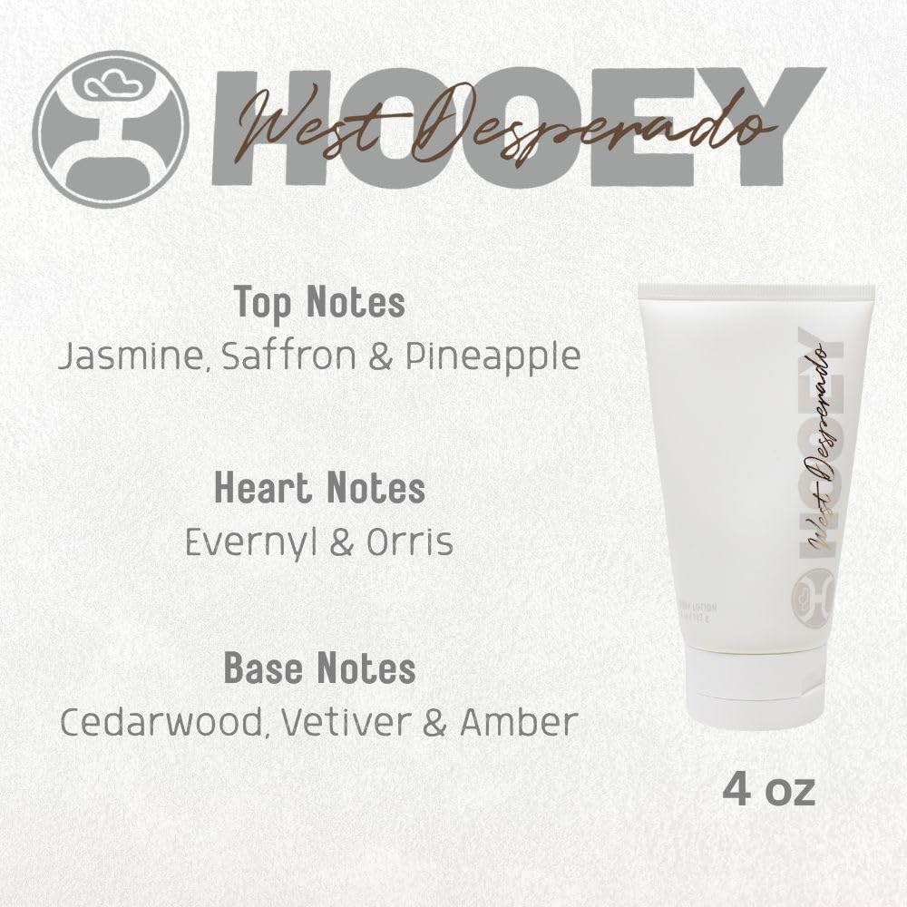HOOEY West Desperado x Hooey Body Lotion 4 oz - Women’s Western Perfume Lotion with Jasmine, Saffron & Cedarwood Scent - Moisturizing Fragrance Cream