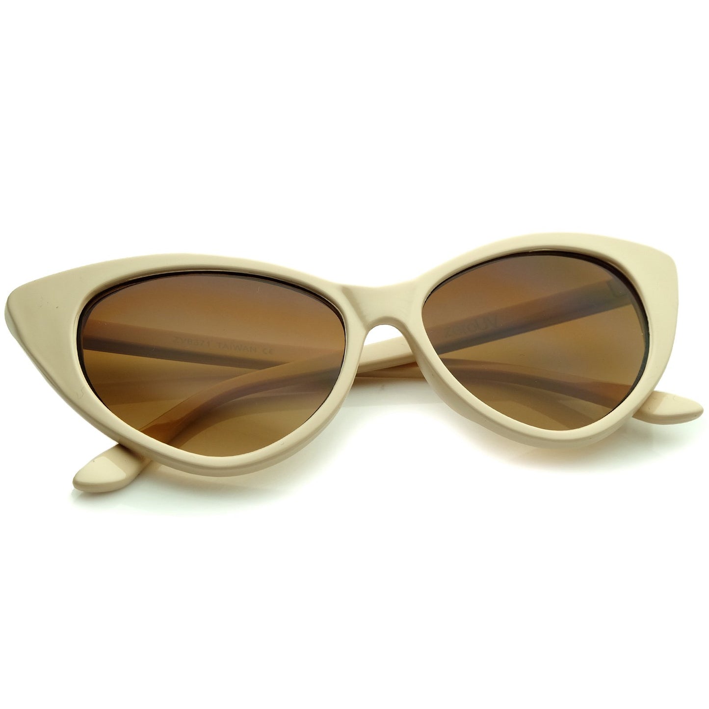 zeroUV - Women's Retro Oversized High Point Cat Eye Sunglasses 54mm (Creme/Amber)