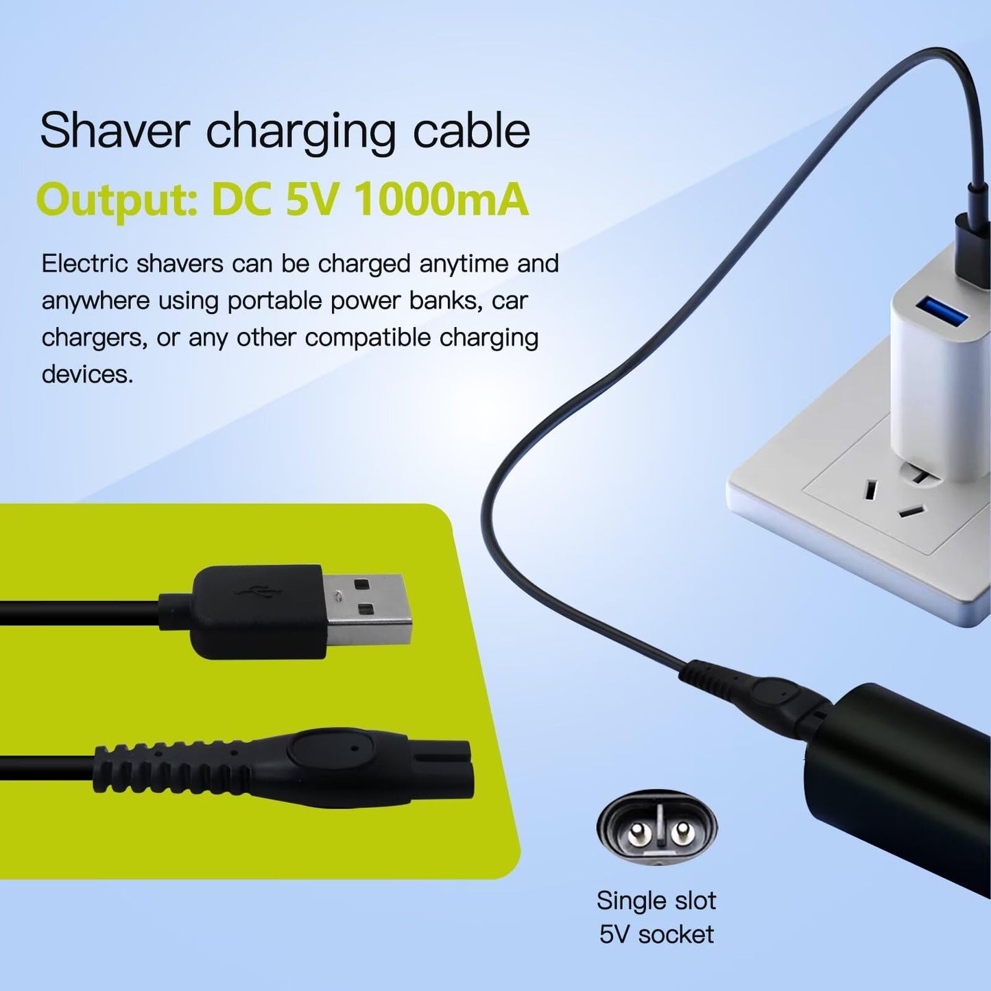 LO MERECES Classic 5V USB Charger Cord Replacement for Philips Norelco Shaver 2400 3900 5400 2600 7200, Charging Cable for Philips Wet & Dry Series Beauty and Personal Care LO MERECES