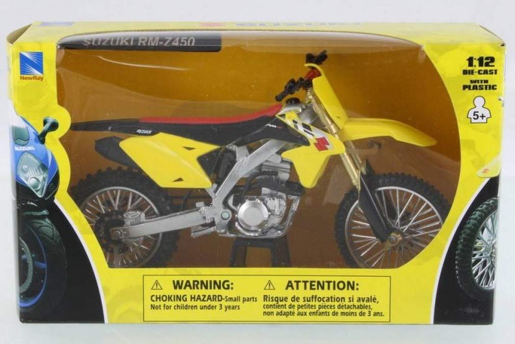 New-Ray 1/12 Suzuki RM-Z450 2014 Suzuki Motocross/Off-Road Bike, Yellow, (57643)