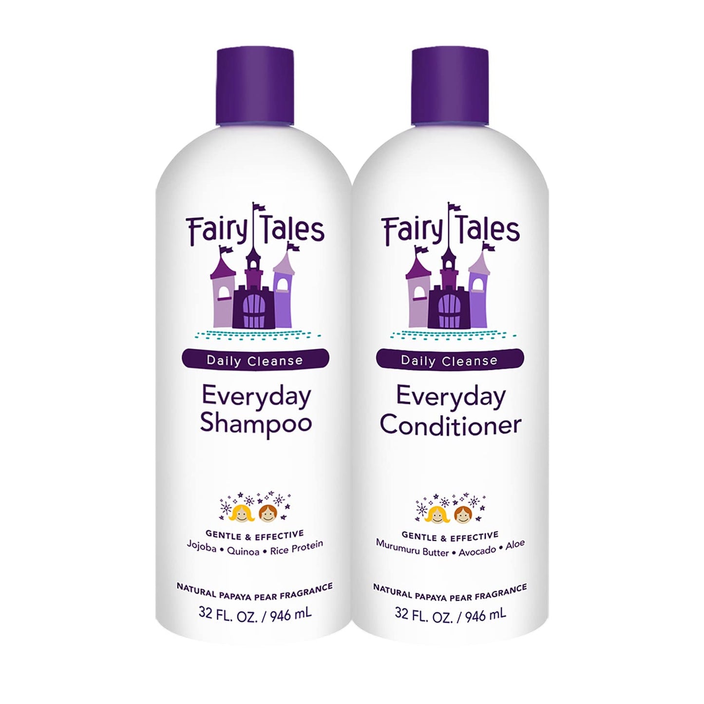 Fairy Tales Daily Cleanse Everyday Kids Shampoo + Conditioner set - Gentle Natural Defining Product, Tangle Free, Moisturizing and Hydrating, Clean +