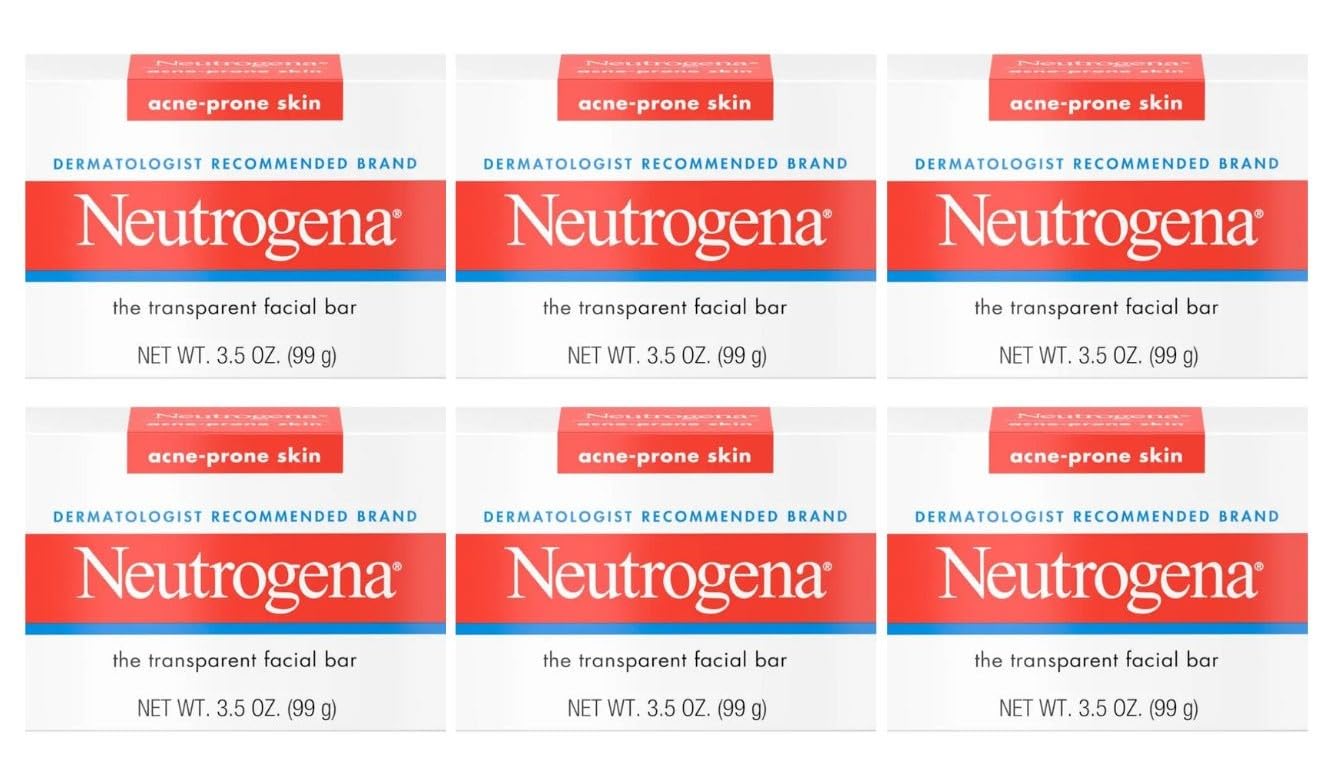 Neutrogena Facial Cleansing Bar Treatment for Acne-Prone Skin, Non-Medicated & Glycerin-Rich Hypoallergenic Formula with No Detergents or Dyes, 3.5 oz