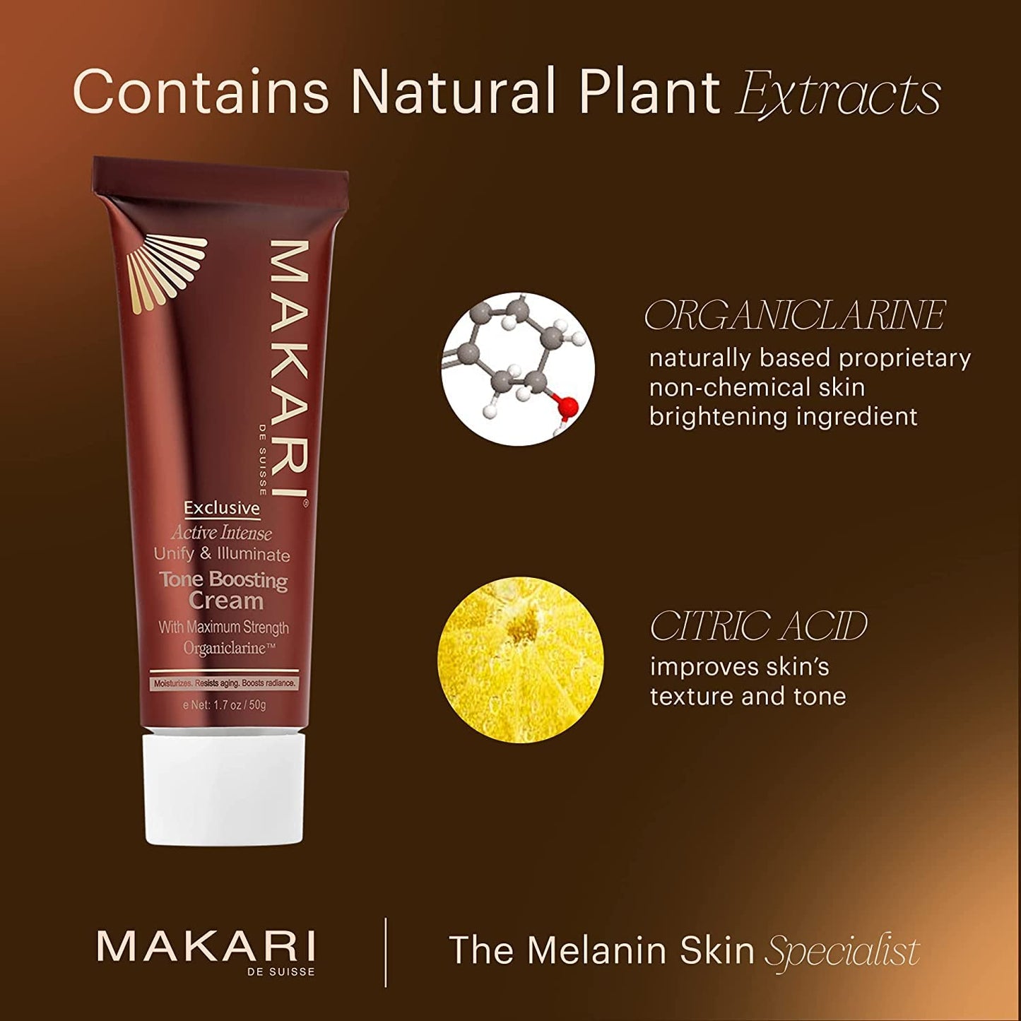 MAKARI Exclusive Active Intense Tone Boosting Face Cream (1.7 oz) | Skin-Brightening Facial Cream | Moisturizes and Softens | Smoothens Fine Lines