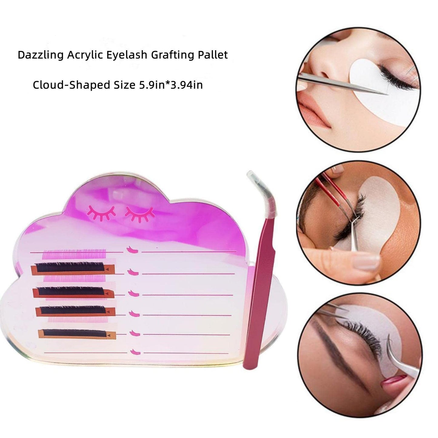 LIXIMMAZN Dazzling Eyelash Grafting Pallet, Acrylic Lash Tile holder, Makeup Palette Eyelash Extensions Storage Gasket Pads with Suction for Tweezers