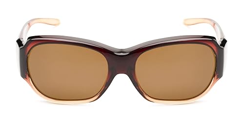 Solar Shield Polarized Fits over Santa Monica Rectangular Sunglasses CRML AMB Size M/L, FREE Microfabric Case included