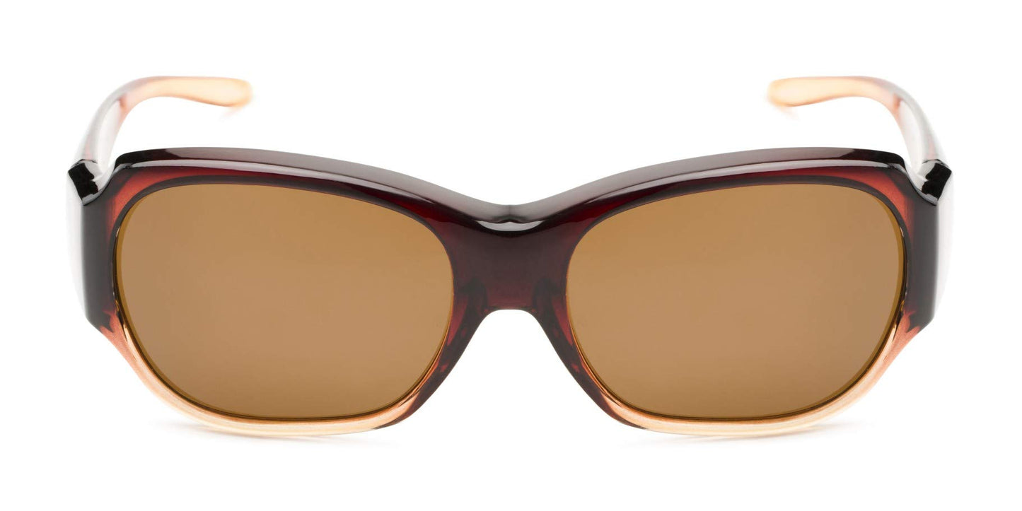 Solar Shield Polarized Fits over Santa Monica Rectangular Sunglasses CRML AMB Size M/L, FREE Microfabric Case included