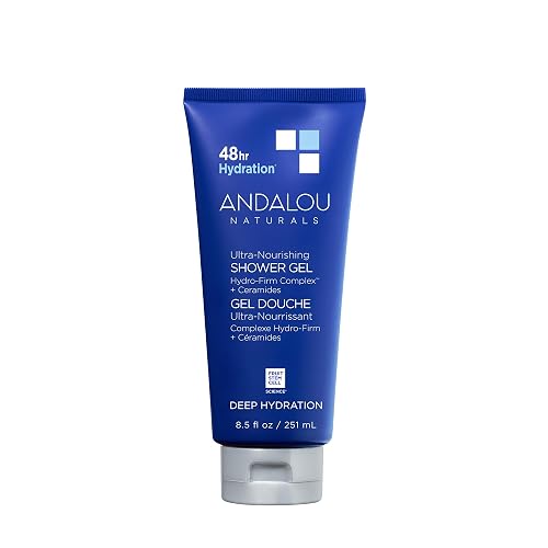 Andalou Naturals Body Wash, Deep Hydration Shower Gel, Ultra-Nourishing Skin Care for Dry Skin with Hyaluronic Acid & Ceramides, Gentle Exfoliating