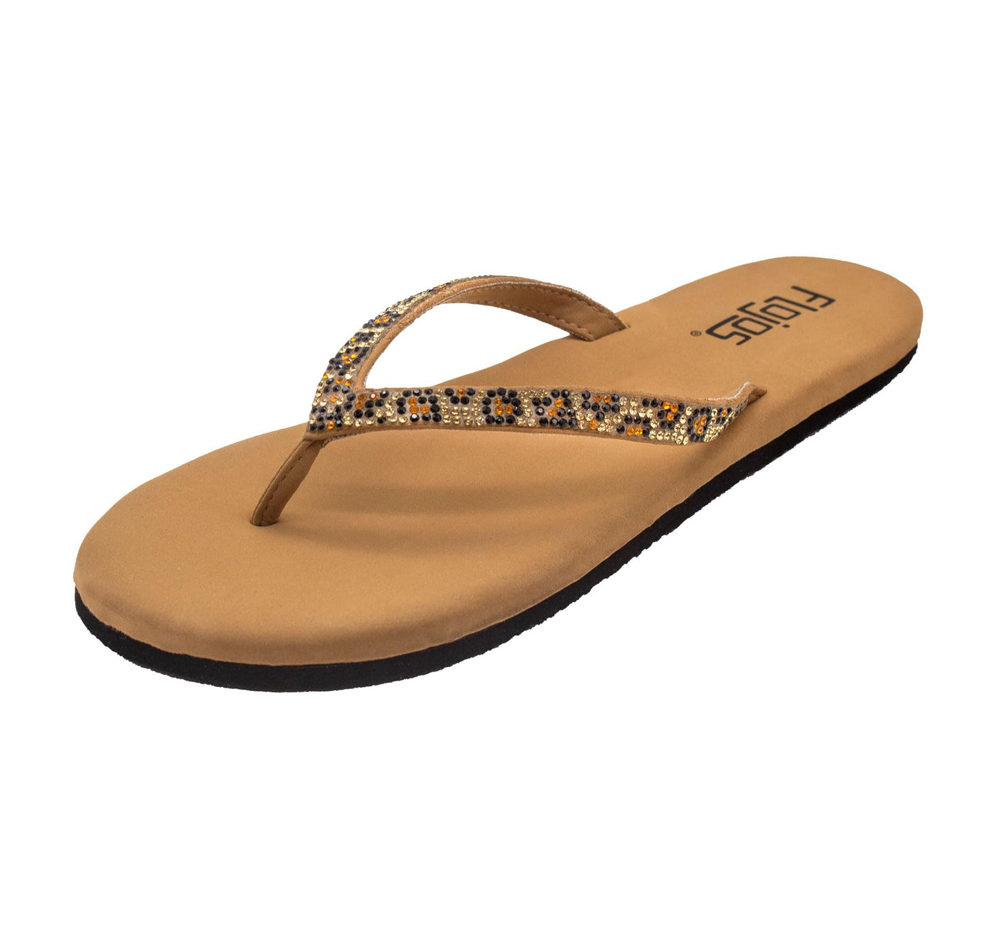 Flojos Women's Spark Flip-Flop, Tan Leopard, 6