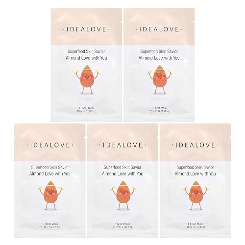Idealove Superfood Skin Savior, Almond Love with You, 5 Beauty Sheet Masks, 0.68 fl oz (20 ml) Each