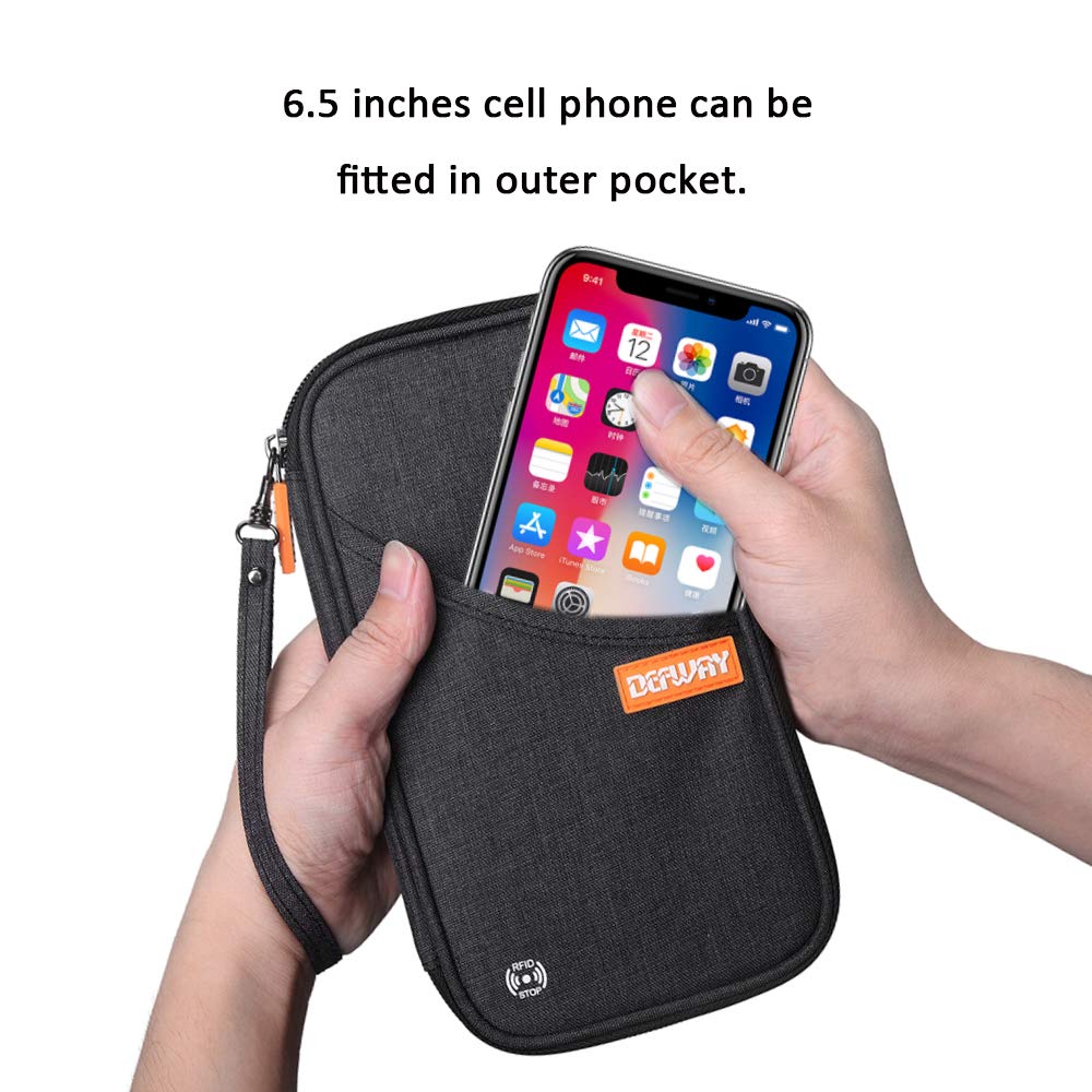 defway Family Passport Holder – RFID Blocking Travel Wallet for 4 Passports, Document Organizer & Travel Essentials for Men & Women, Black