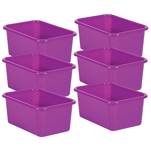 Teacher Created Resources� Purple Small Plastic Storage Bin, Pack of 6