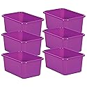 Teacher Created Resources� Purple Small Plastic Storage Bin, Pack of 6