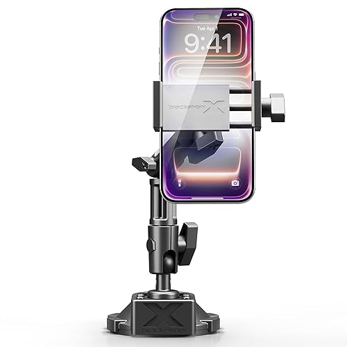 Bracketron HD Phone Dock PRO Dash and Window Metal Clamp Mount, Phone Holder for Car, Universal Phone Mount for Phones up to 3.5 Inches Wide