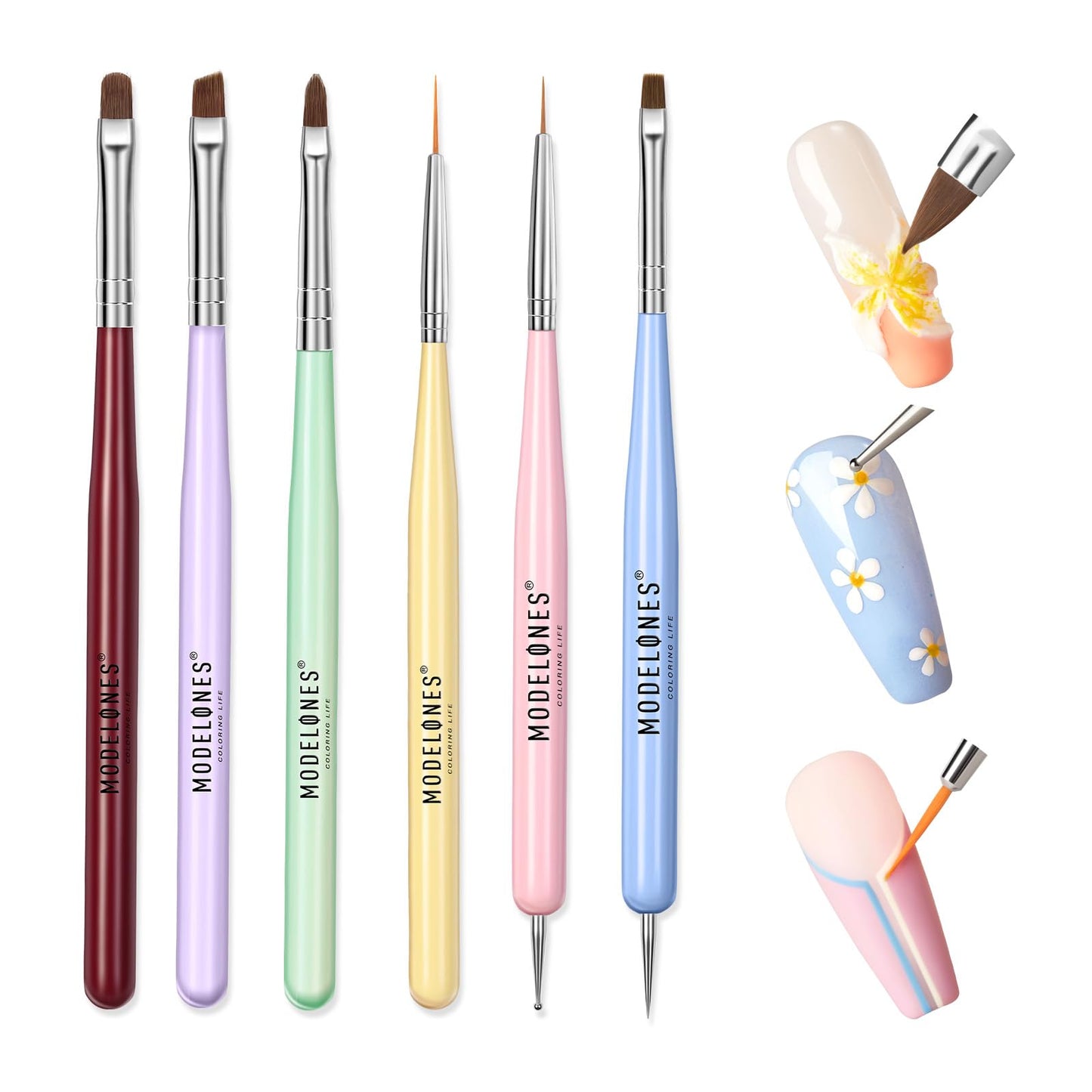 Modelones Nail Art Brushes Set, Nail Brush kit Gel Polish, Extension Gel, Liner, Clean up, Carving, Apex Building, Dotting Pens Professional Tools