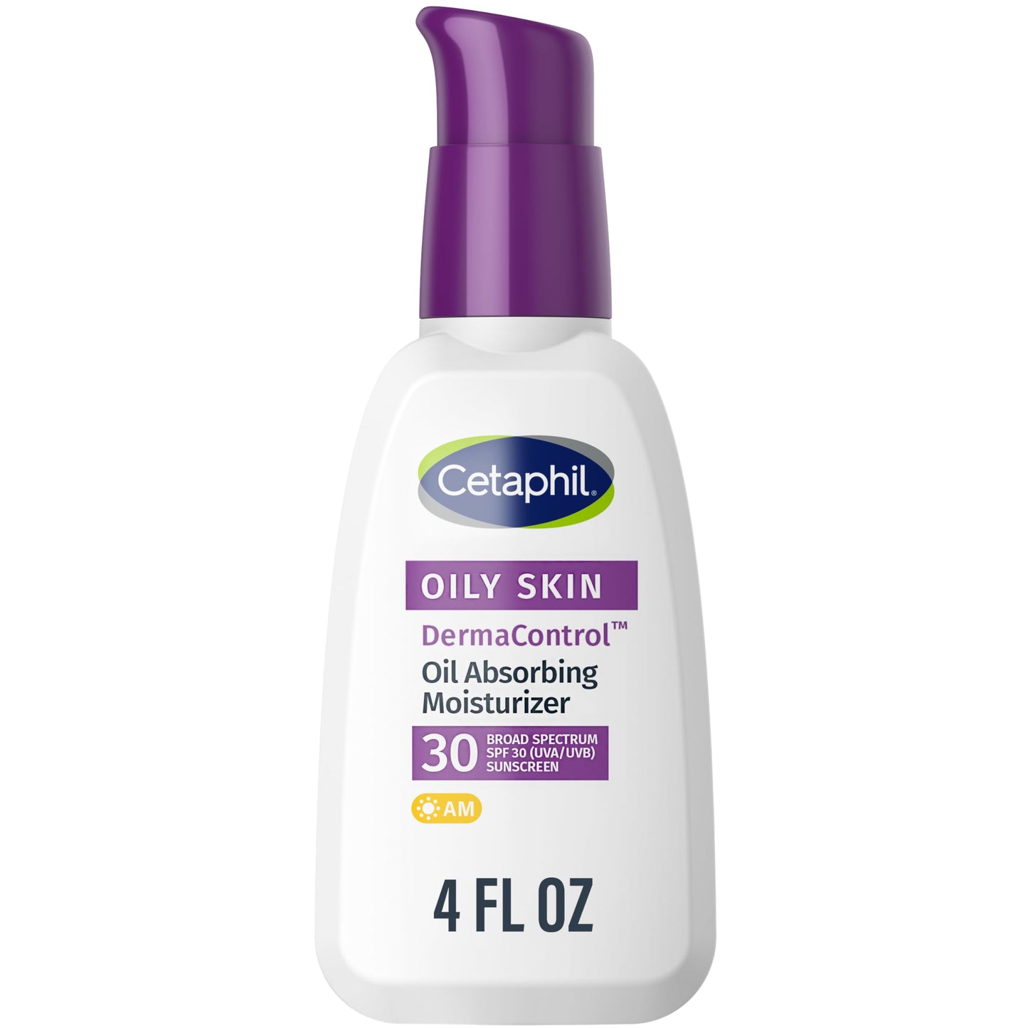 Cetaphil DermaControl Oil Absorbing Moisturizer with SPF 30, For Sensitive, Oily Skin, 4 Fl oz, Absorbs Oil, Reduces Shine, Hydrates, Protects, No