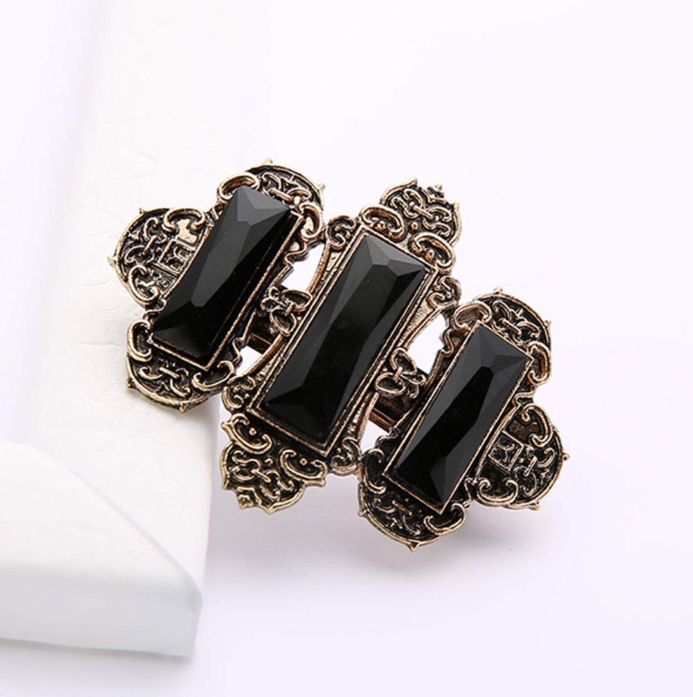2PCS Women Lady Handmade Natural Crystal Hair Barrettes Metal Hair Pins French Styles Hair Barrettes Hair Clips Hair Accessory (Black)