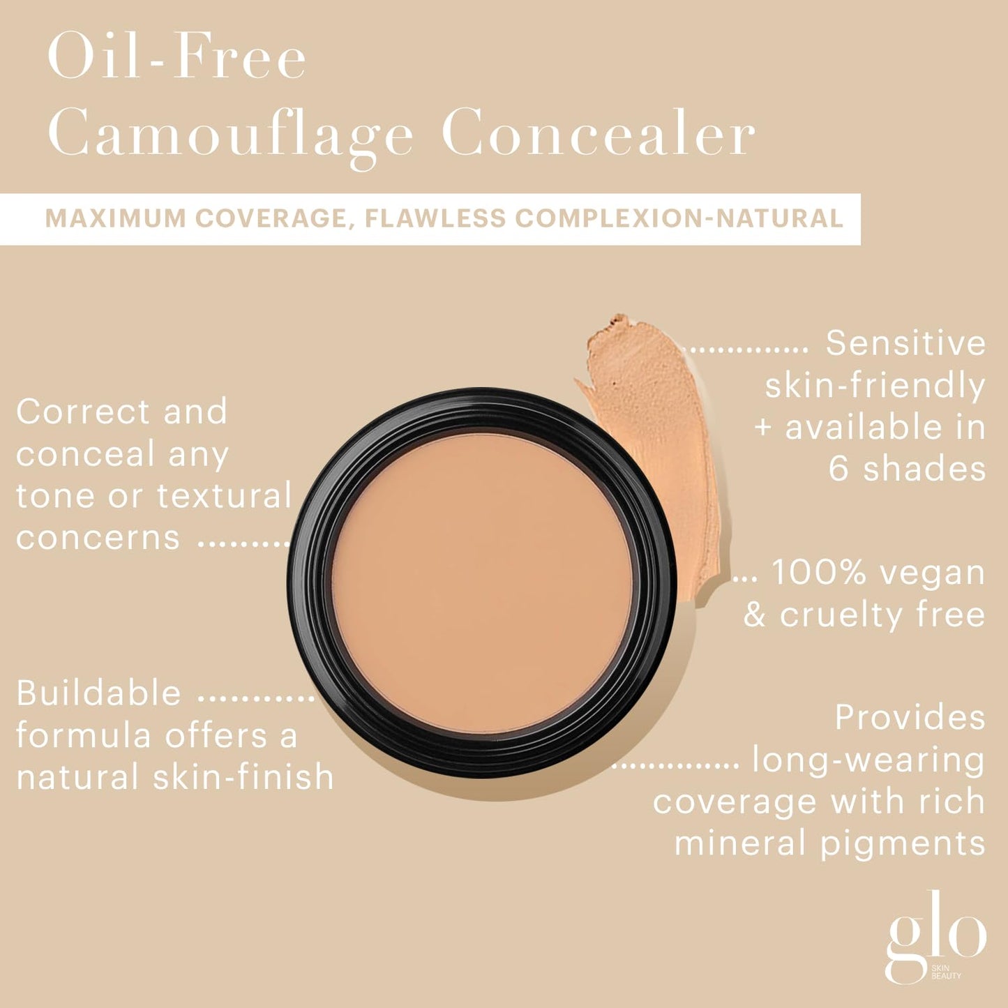 Glo Skin Beauty Oil-Free Camouflage Concealer - Correct and Conceal Imperfections, Blemishes & Dark Spots, Nourishing Makeup for a More Even