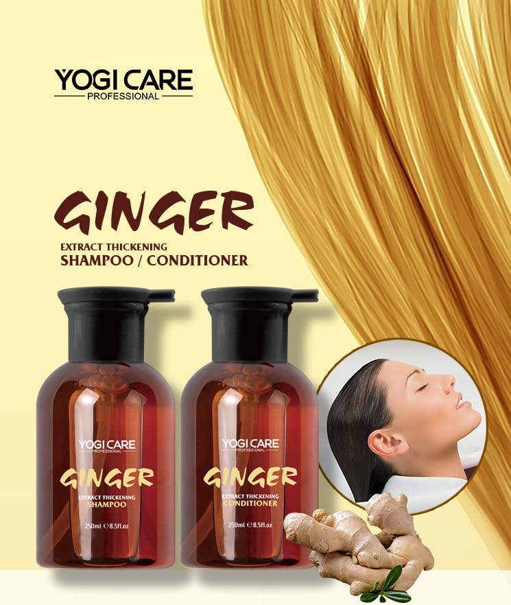 YOGI CARE Ginger Extract Thickening Shampoo and Conditioner Set, 250ml Each