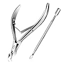 Cuticle Trimmer with Cuticle Pusher - Easkep Cuticle Remover Cuticle Nipper Professional Stainless Steel Cuticle Cutter Clipper Pedicure Manicure