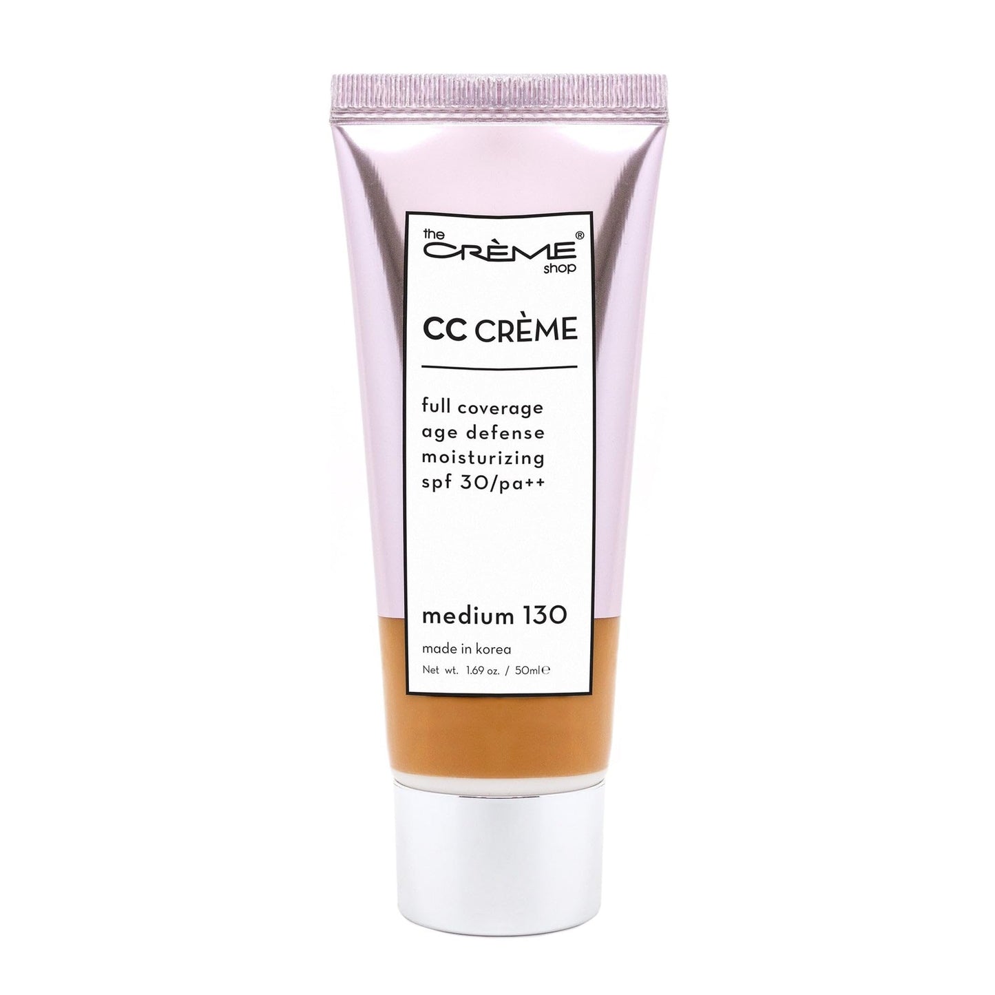 The Creme Shop Color-Adapting Makeup Infused with Kokum Butter, Grapeseed Oil, Cica, Vitamin C, and Aloe Leaf Extract - Full Coverage, Hydrating, SPF 30 - Inclusivity in Every Shade - MEDIUM 130