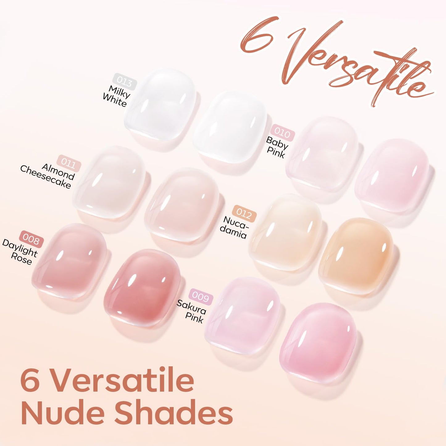 modelones Rubber Base Gel Nail Polish Set 6 French Tip Base Color Nude White Baby Milky Pink Strengthener Apex Building Extension Protect Weak Nails Beauty and Personal Care modelones
