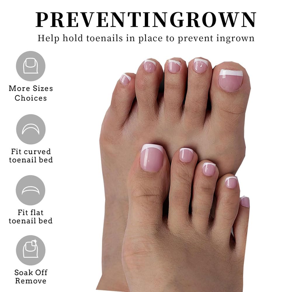 SWRITATSK Toe Nail Press Ons Toe Nails,Square,French Toe Nail Tips Press On Toenails For Women,120Pcs Press On Toe Nails,12 Size French Pink Wearable Beauty and Personal Care SWRITATSK