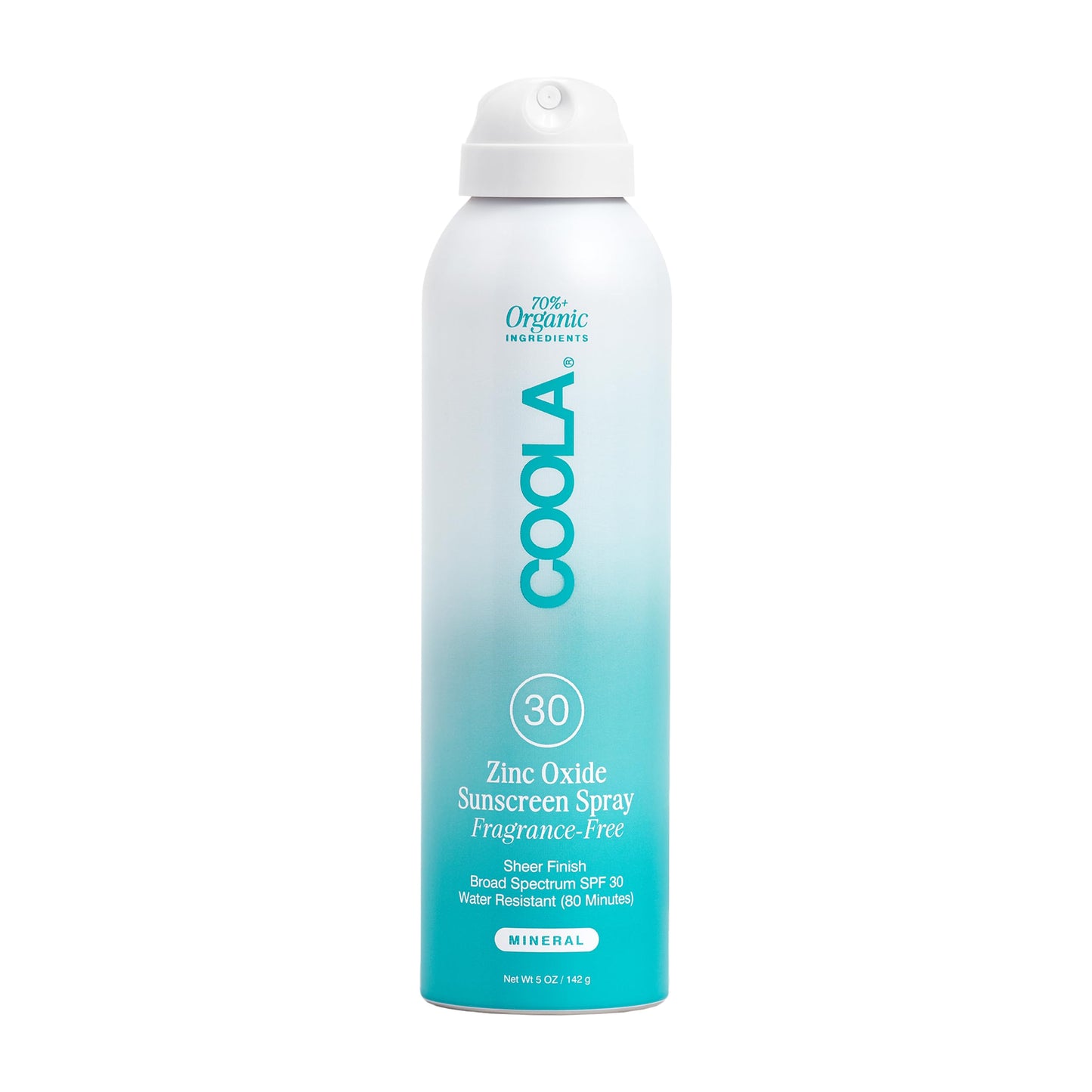 COOLA Organic Mineral Sunscreen SPF 30 Sunblock Spray, Dermatologist Tested Skin Care for Daily Protection, Vegan and Gluten Free, Fragrance Free, 5