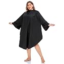 PERFEHAIR Professional Salon Client Hair Cutting Cape Gown, Barber Haircut Cape with Sleeves - Black