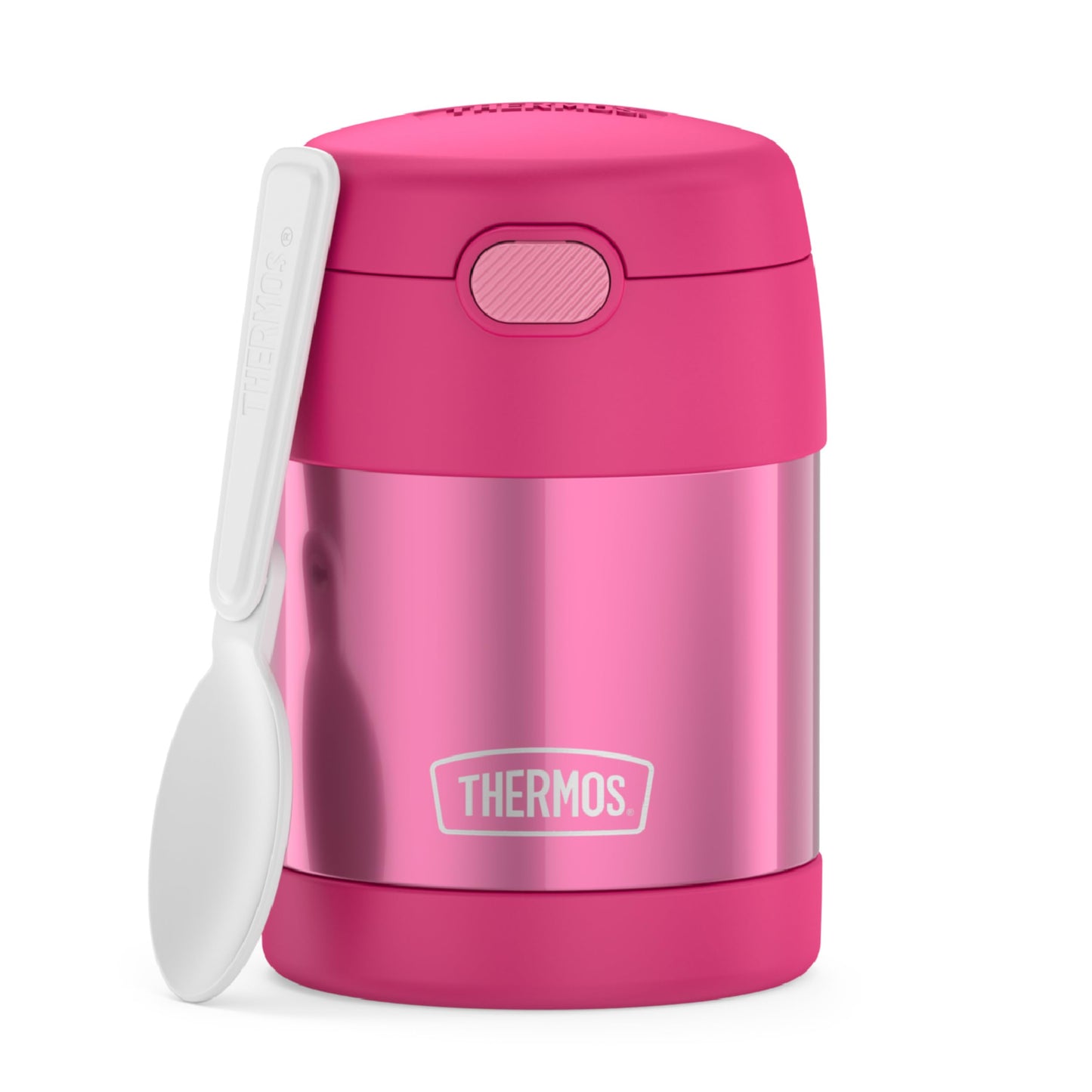 THERMOS FUNTAINER Insulated Food Jar, 10 Ounce, Kid Friendly Food Jar with Foldable Spoon, Pink