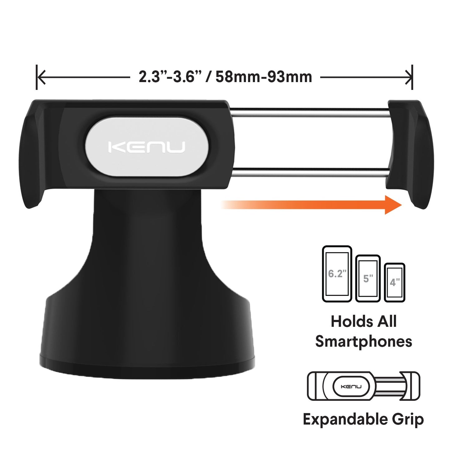 Kenu Airbase Pro Car Phone Mount for Dashboard and Windshield - Desk Phone Stand - 360 Degree Rotation - Grips Expand to 3.6 Inches - Elegant Design…