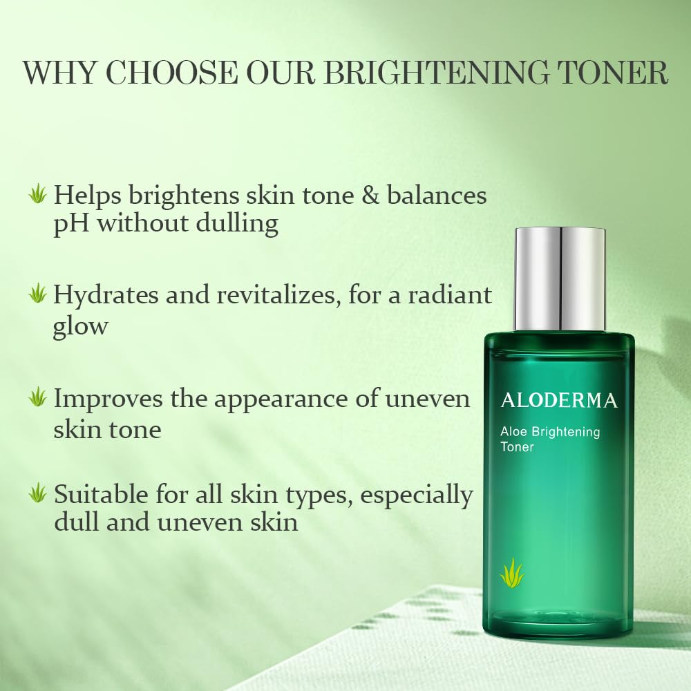 Aloderma Aloe Brightening Face Toner Made with Organic Aloe Vera Juice - Naturally formulated with Hyaluronic Acid & Niacinamide to Refine Skin Tone