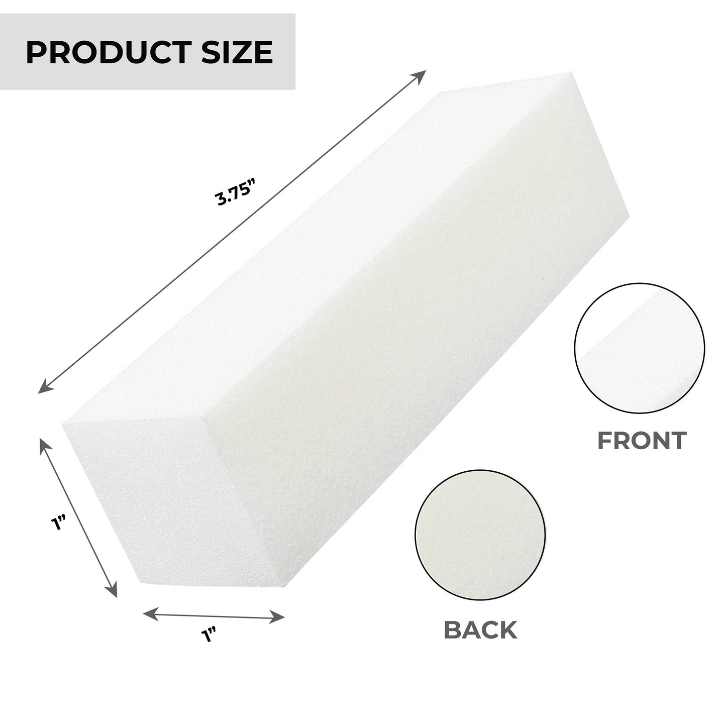 ForPro Professional Collection Buffing Block, Super White, 180/240 Grit, Four-Sided Manicure and Pedicure Nail Buffer, 3.75" L x 1" W x 1" H, 20-Count