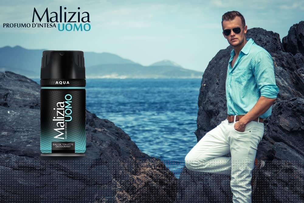 Malizia Uomo Aqua Deodorant Spray 150 Ml / 5 Oz. Beauty and Personal Care Malizia