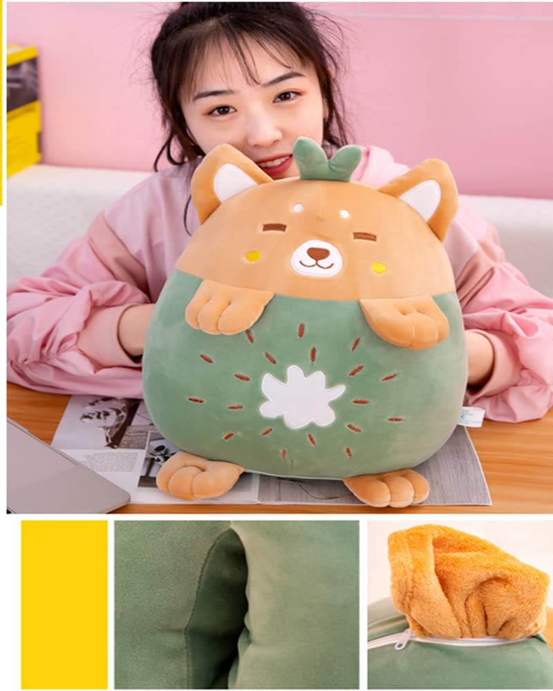 YUDONG 15" Kids Stuffed Animals Travel Blanket and Pillow Set,Cute Dog Plush Pillow with Hand Warmer Design,Perfect for Travel, Camping, Home and…