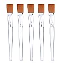 Facial Mask Brush Makeup Brushes Cosmetic Tools with Clear Plastic Handle, 5 Pack (Silver with Yellow Brush)