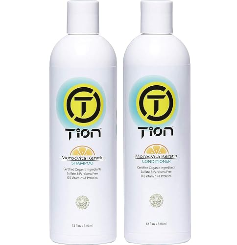 Tion Keratin Shampoo & Conditioner 340ml | Sulfate Free Organic, Hair Strengthen, Grow & Restore | TionHair