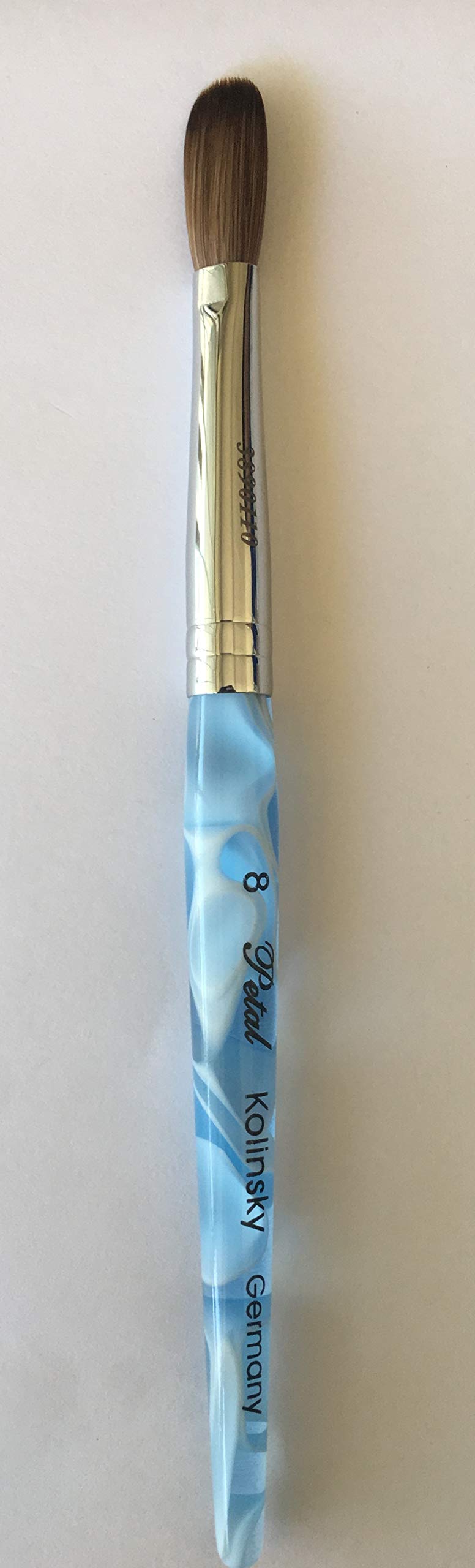 Blue Handle CRIMPED 100% Kolinsky Acrylic Nail Brush (Crimped 8) Beauty & Personal Care Blue Handle