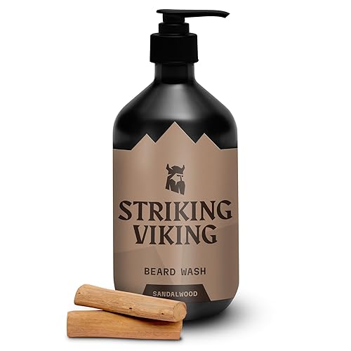 Striking Viking Sandalwood Beard Wash/Shampoo for Men - 17 Oz, Paraben & Sulfate Free, Jojobal Oil for all Beard Types - Promotes Healthy Growth