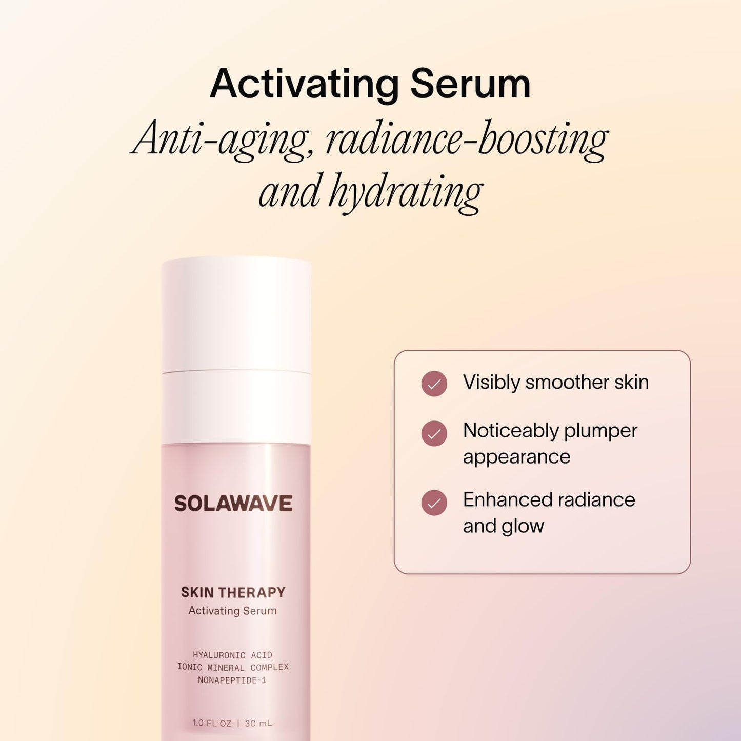 Solawave Wand Skin Therapy Activating Serum | Hyaluronic Acid and Peptides | Enhance Skincare Device Results | Hydrating Microcurrent Galvanic